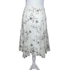 Loft Y2K Fairy Grunge Silk Chiffon Floral Skirt Size 0 Cream Feminine Romantic